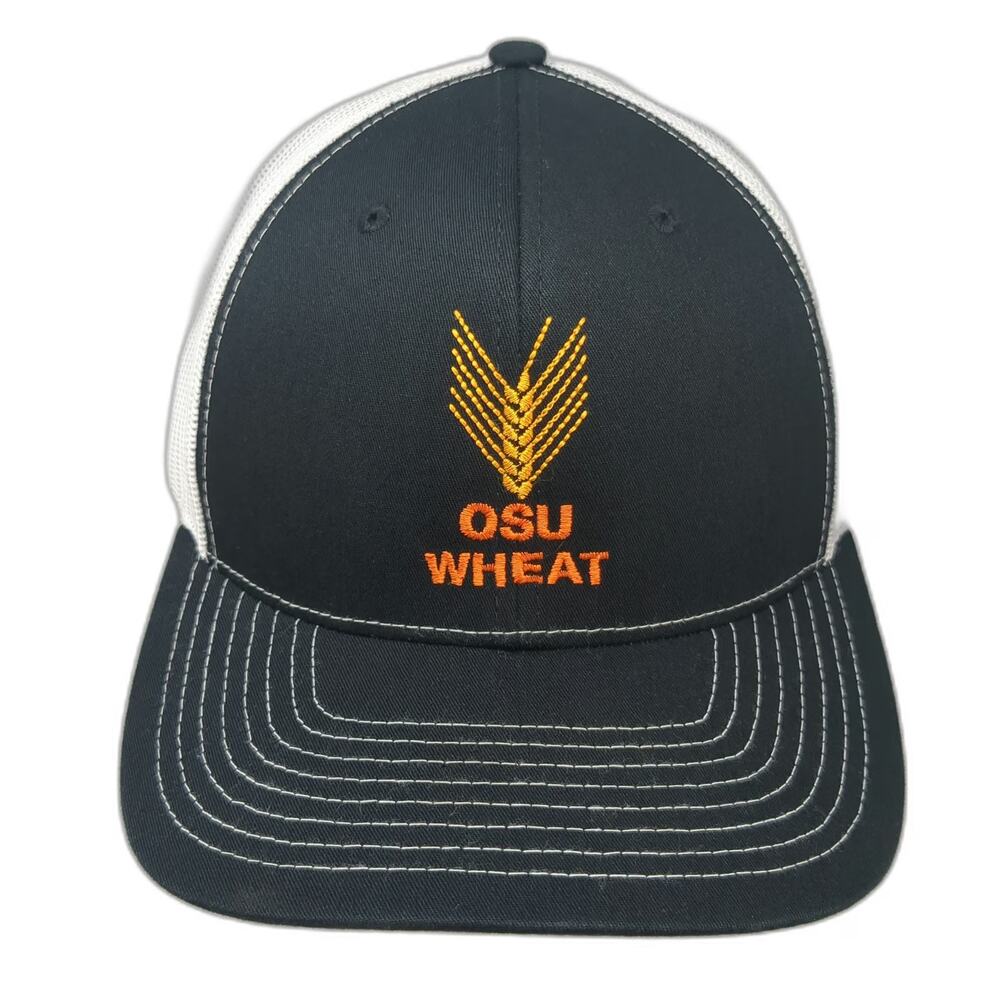 Richardson Trucker Hat Black One Size OSU Wheat Mesh Snapback Agriculture Hat